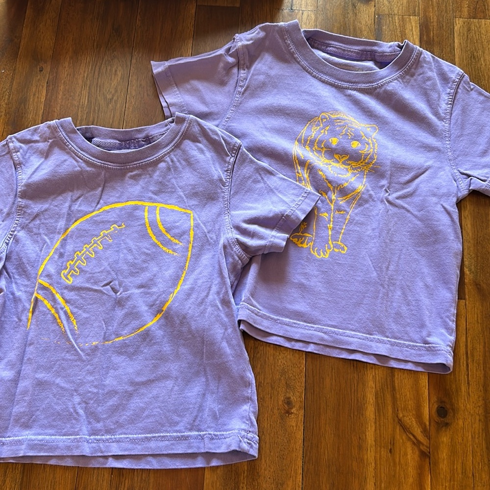 LSU Kids Short Sleeve Tee - Lavender with Yellow Graphic